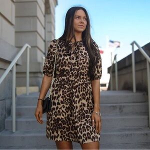 BROWN LEOPARD SATIN DRESS